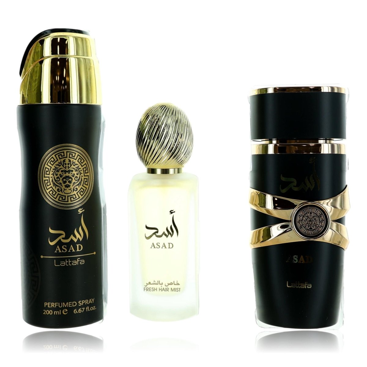 LATTAFA ASAD 3 PCS GIFT SET WITH 100ML EDP + 200ML DEO + 50ML HAIRMIST