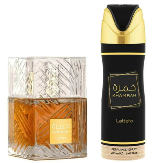 LATTAFA KHAMRAH 2 PCS GIFTSET WITH 100ML EDP + 200ML PERFUMED SPRAY