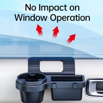 4 in 1 Multipurpose Car Window Mount Organizer Tray Phone Stand & Cup Holder with Hooks & Storage Box Interior Accessory